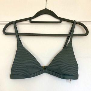 Vitamin A EcoRib California High Leg + Moss Bralette Bikini Top, 8/M, sea green